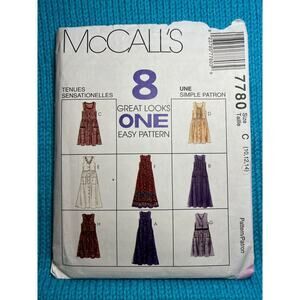 McCalls 7780 Sewing pattern dress jumper midi maxi size 10 12 14